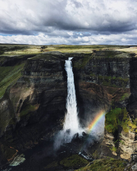 Haifoss waterfall in Iceland Royalty Free Stock Images