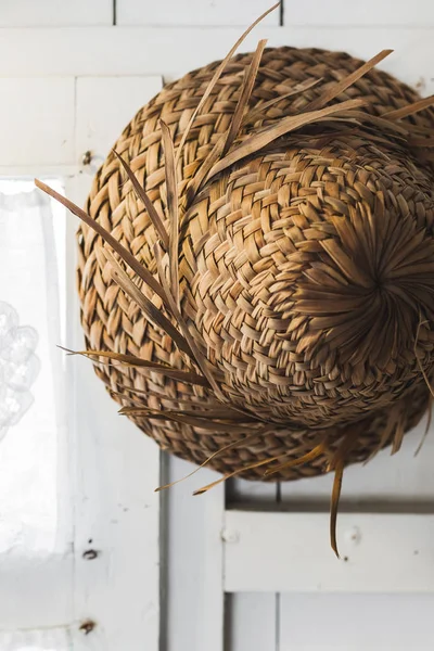 Текстура соломенной шляпы в стиле Бали — стоковое фото