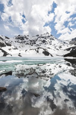 kar zirveleri ile donmuş göl