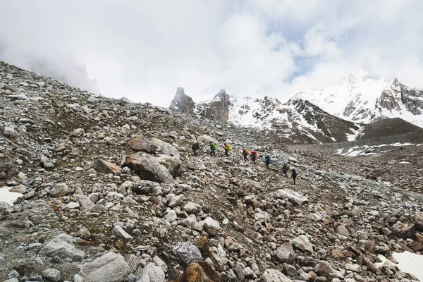 Group of tourists hike