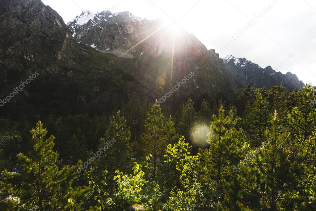 Beautiful sunset in the mountains