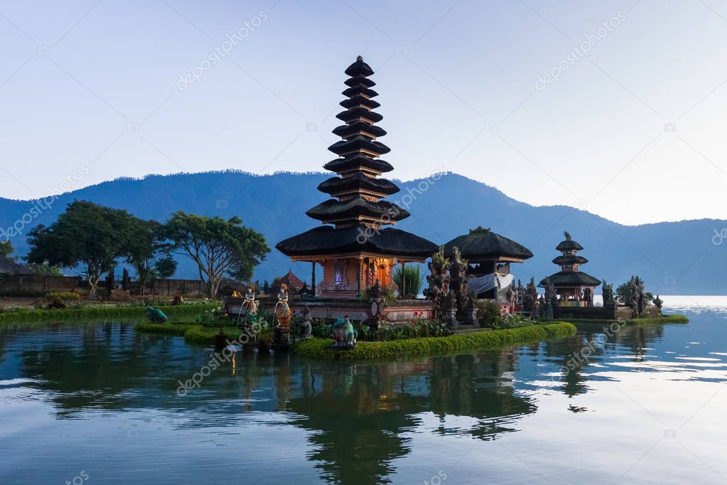 Pura Ulu Danau Bratan Temple in Bali at dawn