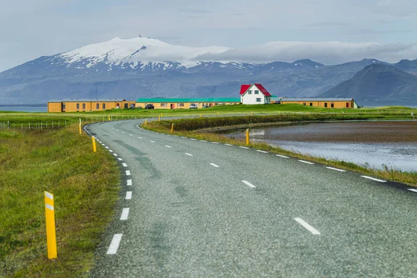 Paesaggio tradizionale della campagna ghiacciata. Una troia bianca solitaria — Foto Stock