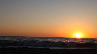 Okyanusu günbatımı dalgalar deniz plaj