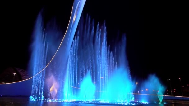 Sotsji Rusland muzikale fontein in het Olympisch Park — Stockvideo