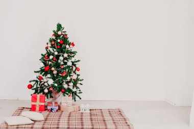 Arka plan dekor ev Noel ağacı Garland ışıkları yeni yıl hediye tatil