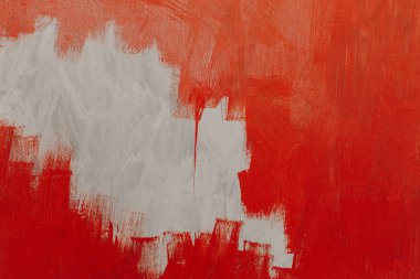 Kırmızı boya arkaplan dokusuyla boyanmış beyaz gri duvar