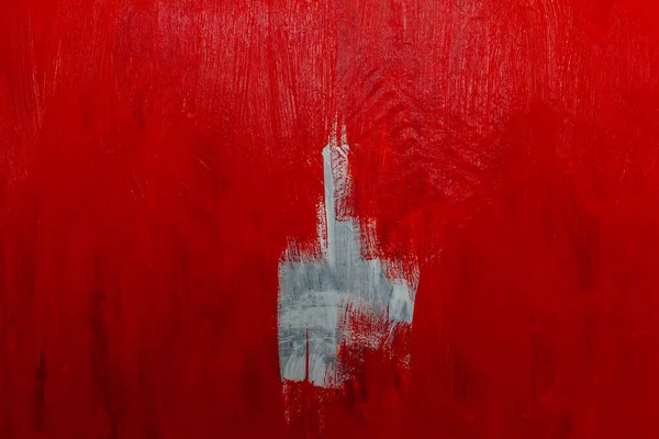 Kırmızı boya arkaplan dokusuyla boyanmış beyaz gri duvar