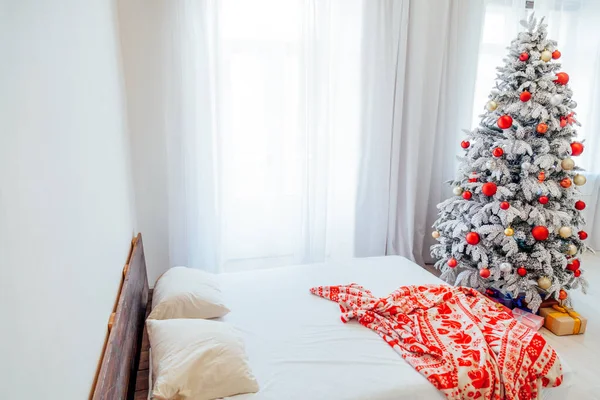 Innenbeleuchtung Weihnachtsbaum Girlande Neues Jahr Urlaub Geschenke Weiß Home Dekor — Stockfoto
