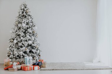 Noel arka plan Christmas dekorasyon oyuncaklar kar taneleri hediyeler