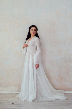 güzel gelin düğün saç ve elbise vintage poz