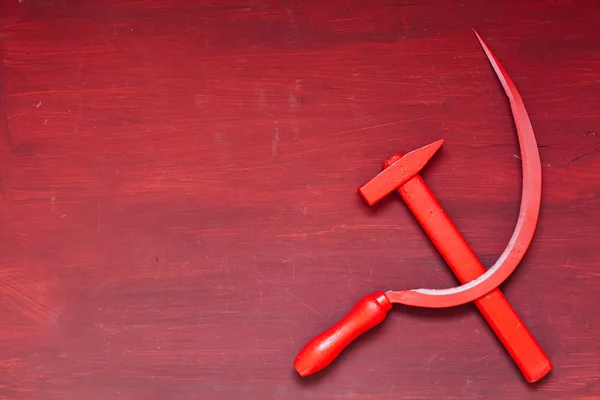 Rote Sichel und Hammer Kommunismus sowjetische Gewerkschaftsgeschichte — Stockfoto