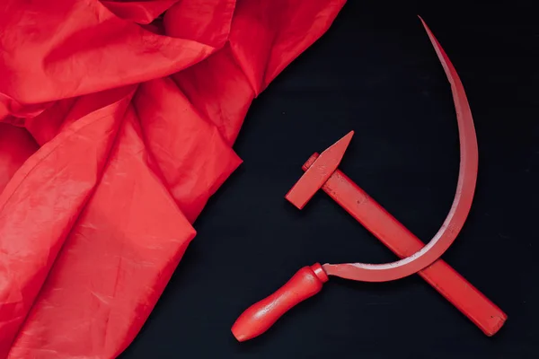 Red sickle and hammer workers and peasants revolution — ストック写真
