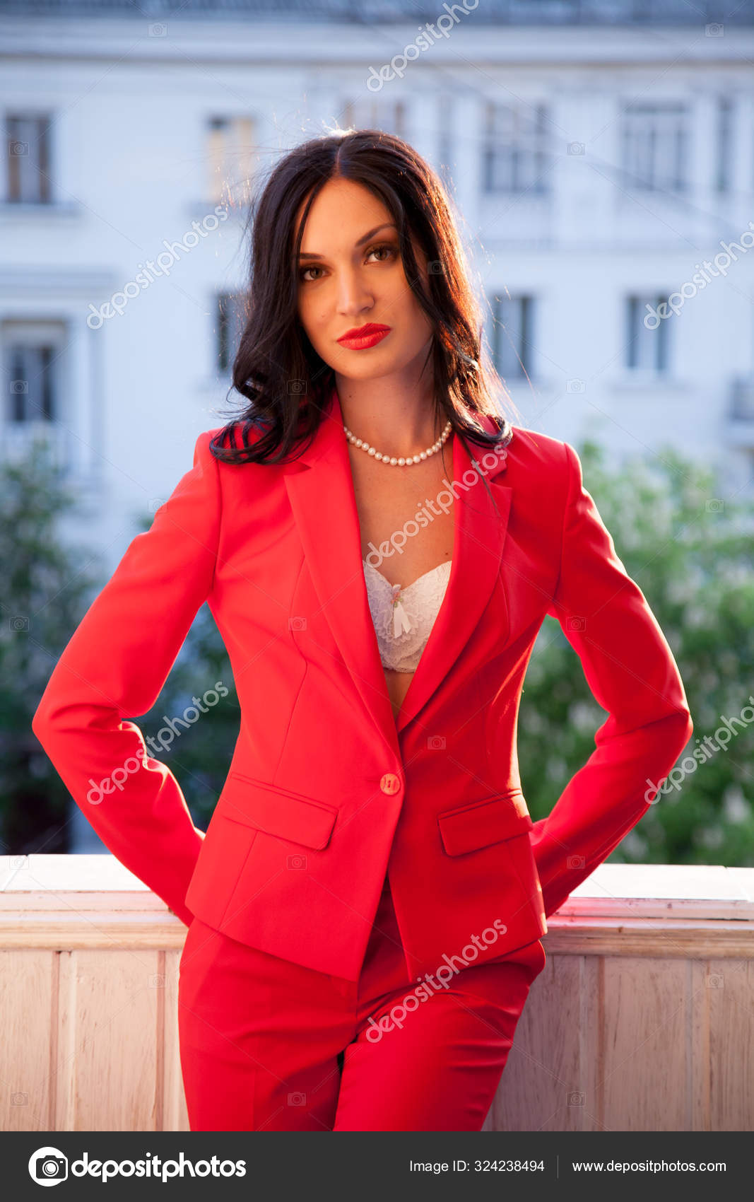 red business suit female