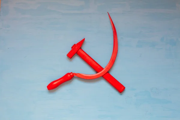 Rote Sichel und Hammer Symbol des sowjetischen Unionismus Geschichte Russlands — Stockfoto