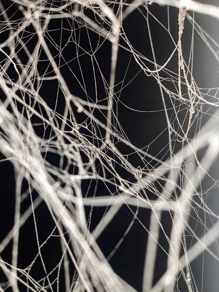 Ιστό Της Αράχνης Λευκό Πάνω Μαύρο Φόντο — Φωτογραφία Αρχείου