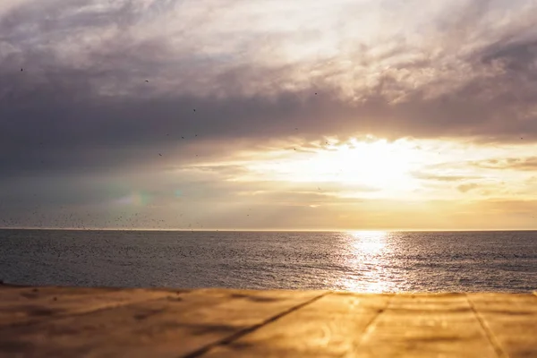 landscape evening sea and sky with clouds