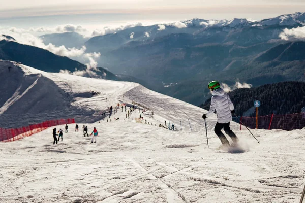 Alpine snowboards winter sports resort snow mountains — Stock Photo, Image