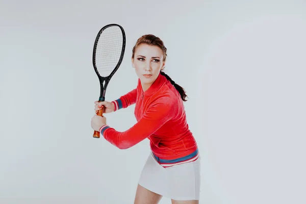 Flicka som leker i tennis racket sport — Stockfoto