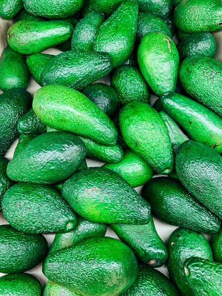 Un sacco di avocado verdi maturi per mangiare come sfondo — Foto Stock