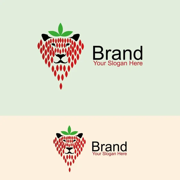 Logo León Con Motivo Fruta — Vector de stock