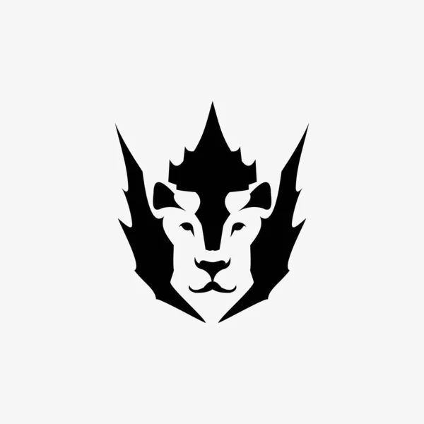 King Icon Lion Logo — 스톡 벡터