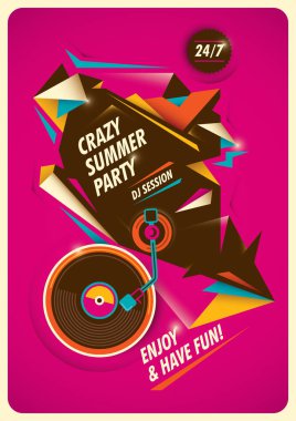 Crazy summer party poster. 