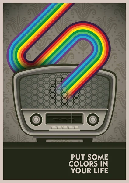 ビンテージ ラジオの概念のポスター. — ストックベクタ