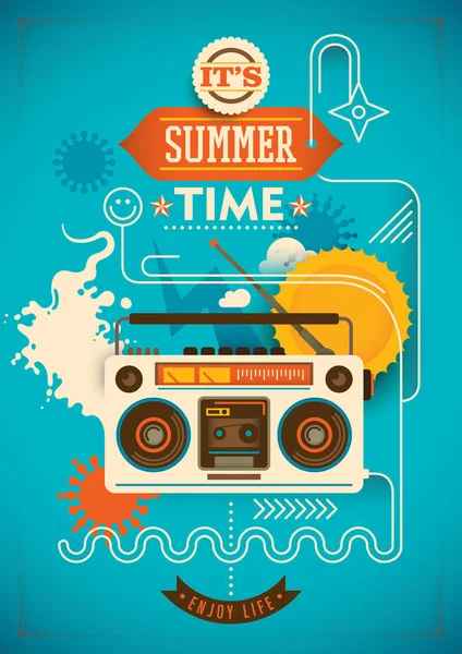 Веселый летний плакат . — стоковый вектор