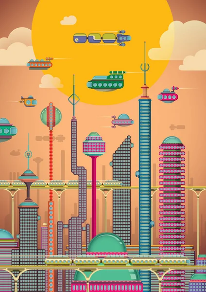 Illustrazione della città futuristica . — Vettoriale Stock
