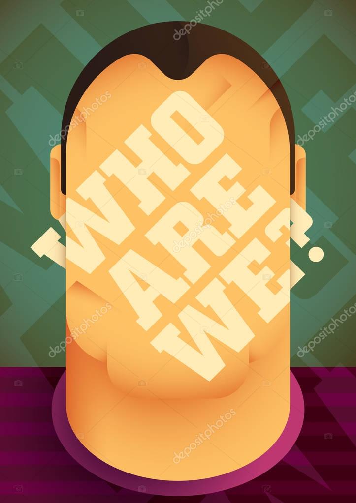 Vector illustration design of poster with human head and text