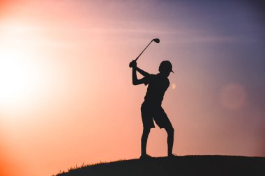 Çocuk golfçü siluet