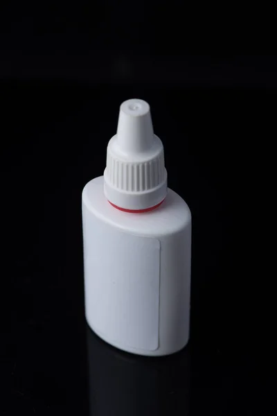 White Plastic Medical Container White Black Background — Stock Photo, Image