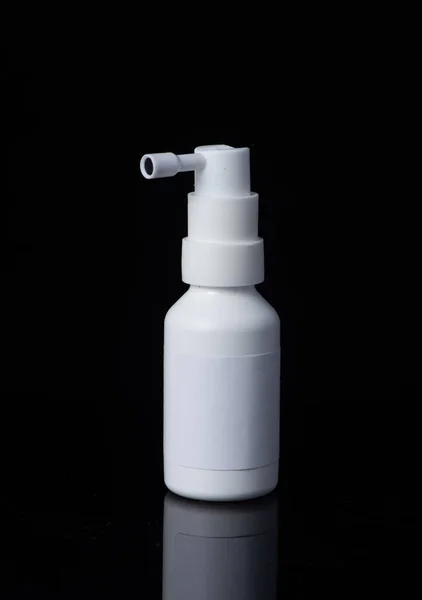 aerosol spray. Throat spray isolated on white, black background. With clipping path. medical container