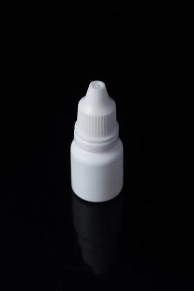 White Plastic Medical Container White Black Background — Stock Photo, Image