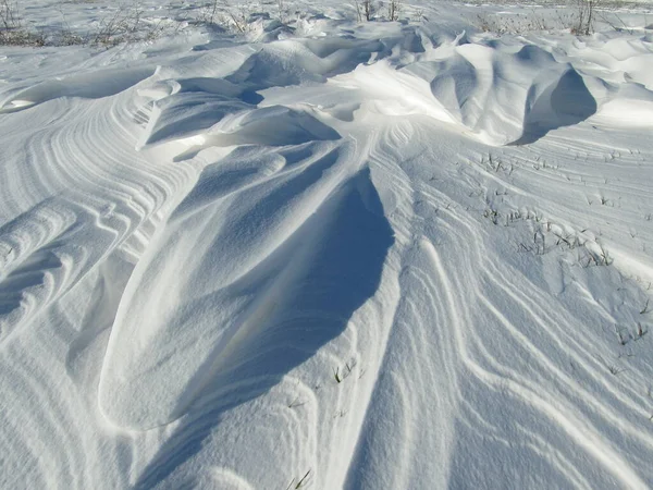 White Snowy Desert Snow Forms Created Cold Wind Background Snow — Stock Photo, Image