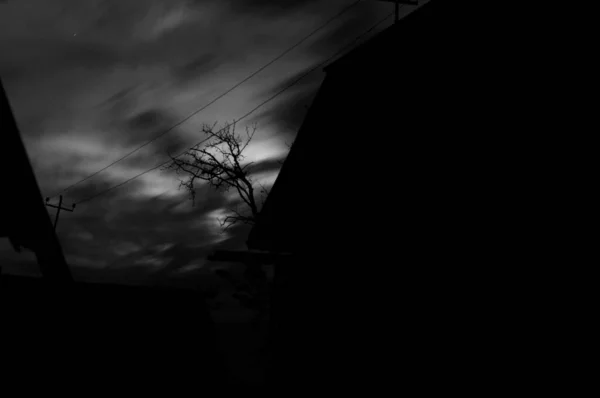 Εικόνα Qutline Φόντο Νυχτερινού Ουρανού Στο Φως Της Πανσελήνου Φωτογραφία — Φωτογραφία Αρχείου