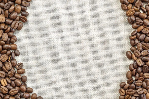 Burlap Sackcloth Canvas and Coffee Beans Placed Round Photo Back