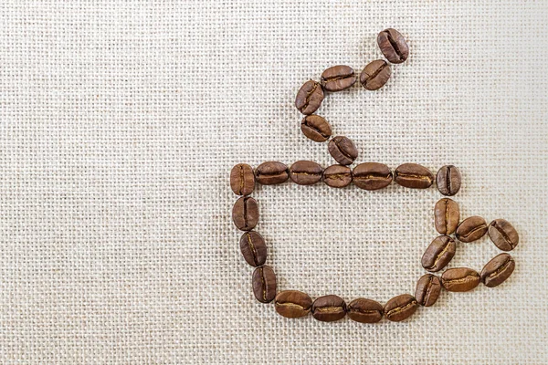 Burlap Sackcloth Lienzo y granos de café Fondo de la foto. Copiar — Foto de Stock