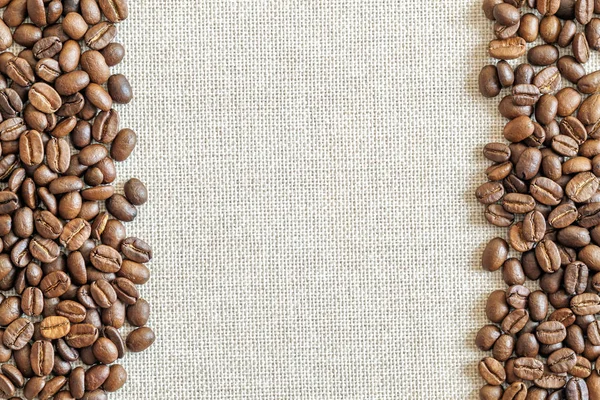Burlap Sackcloth Canvas and Coffee Beans Placed Round Photo Back