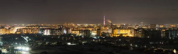 Widok z lotu ptaka nocy Panorama miasta Iwano-Frankowsk, Ukraina, — Zdjęcie stockowe