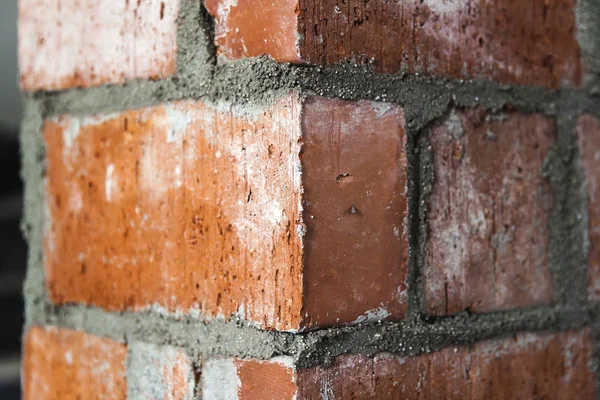 Close up of bricklaying industrial installing bricks on construc — Stock Photo, Image