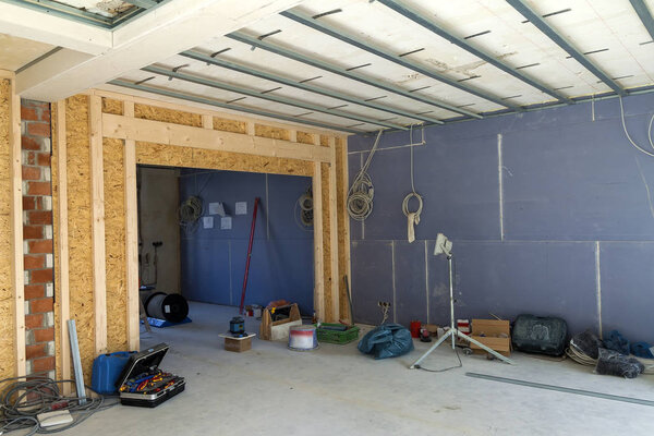 Interior of a house under construction. Renovation of an apartme