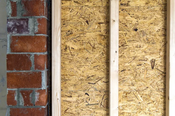 Закрыть детали деревянных элементов стен дома. Inte — стоковое фото
