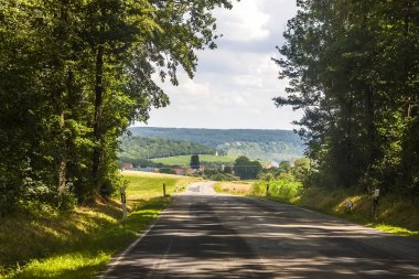Asfalt ülkede kırsal yol Almanya yeşil alan ile bir
