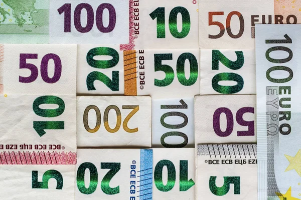 Různé účty peníze Euro na pozadí — Stock fotografie