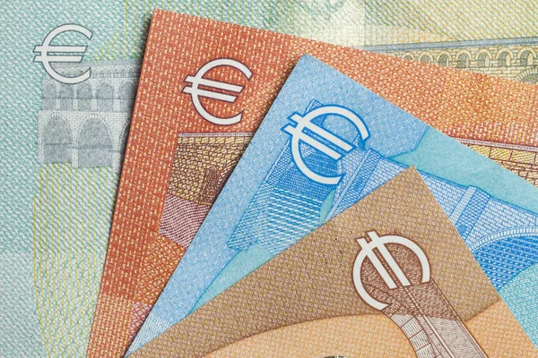 Detail barevné euro peníze. Euro peníze pozadí. — Stock fotografie