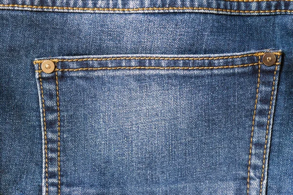 Detail of blue jeans pocket close up — Stock Photo, Image