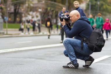 Kiev, Ukrayna - 20 Eylül 2017: p alarak Street fotoğrafçı