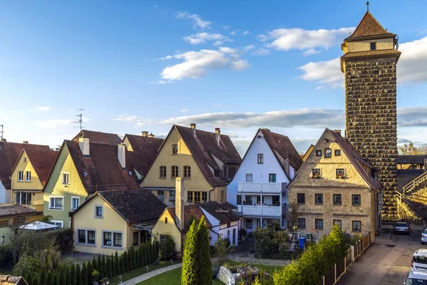 Casas antigas em Rothenburg ob der Tauber, pitoresca citologia medieval — Fotografia de Stock